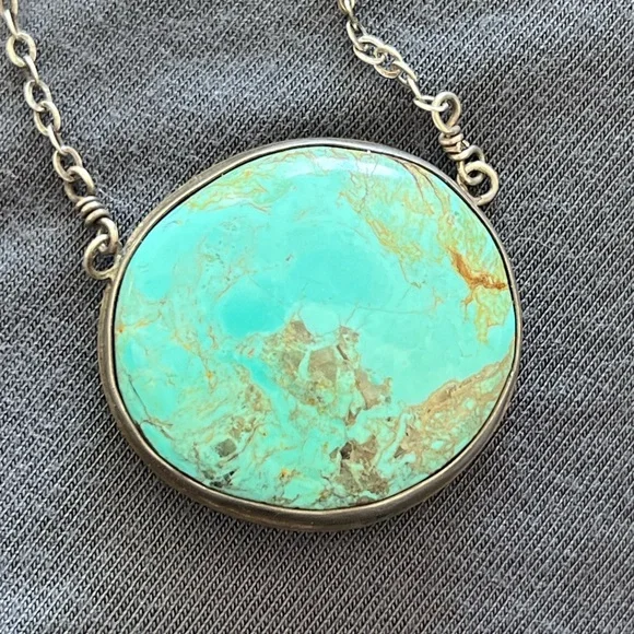 Manassa Turquoise Pendant Sterling Silver Necklace - Picture 1 of 5